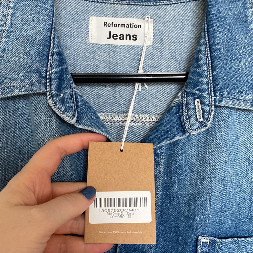 Reformation (New) Denim Shirt Dress View 6